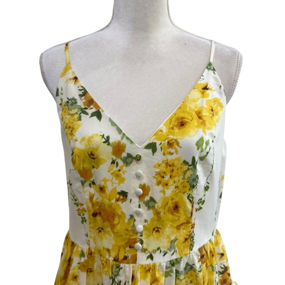 Taylor Women’s Size 10 Floral Print Sleeveless Cotton Minidress Yellow Green NWT - Picture 4 of 14